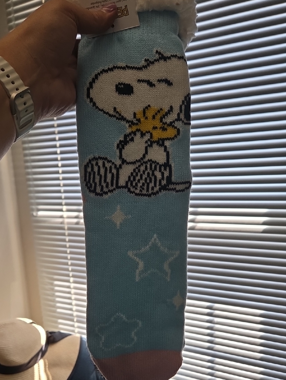 Peanuts Light Blue & White Sherpa-Lined Snoopy Socks